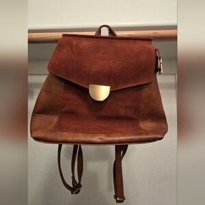 Moda Luxe Tan Backpack with Gold Clasp